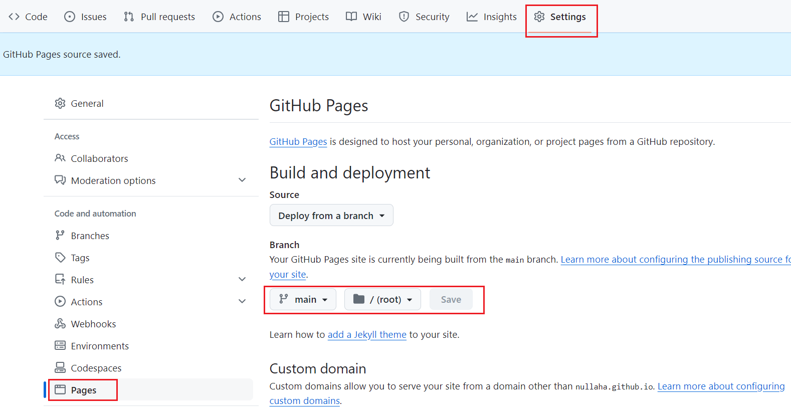 settings pages