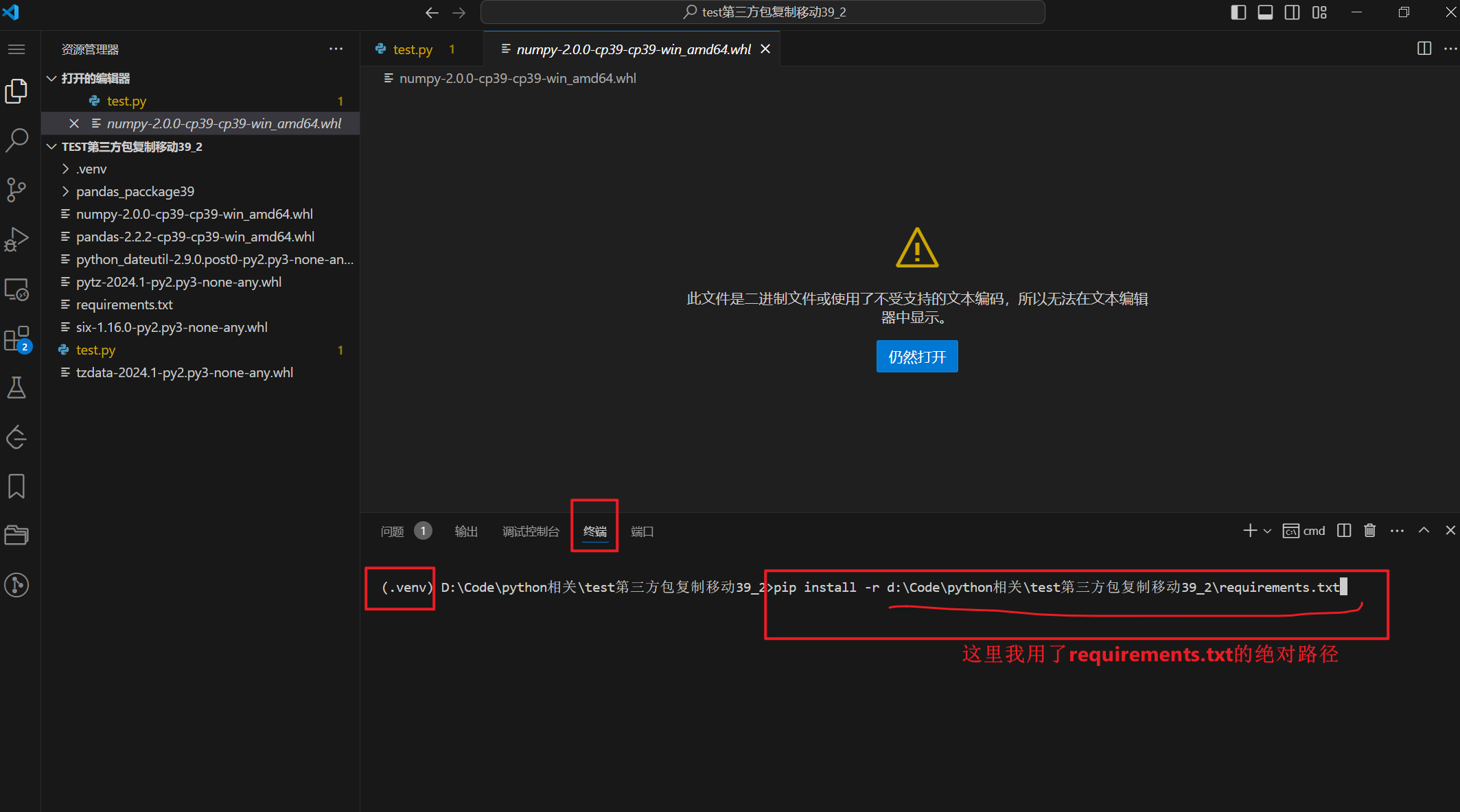 执行requirements安装